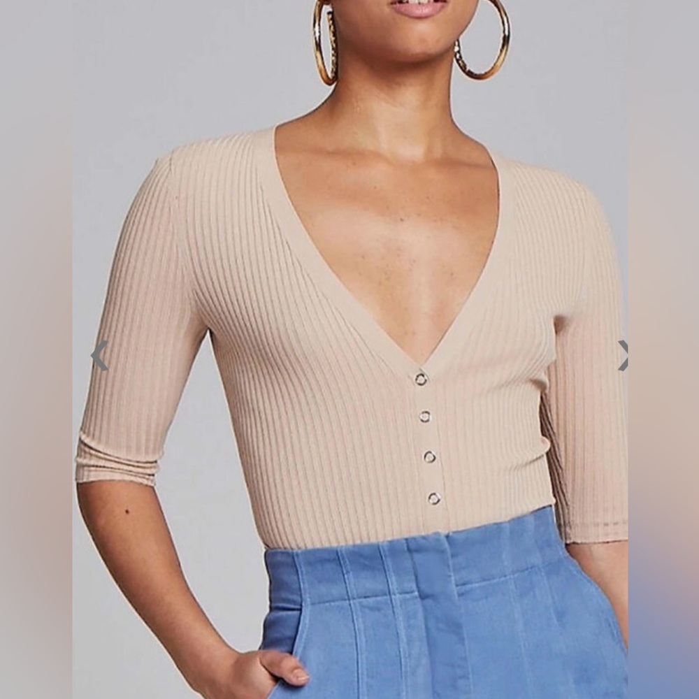A.L.C. Tamarind Ribbed Toni Bodysuit XS Tan